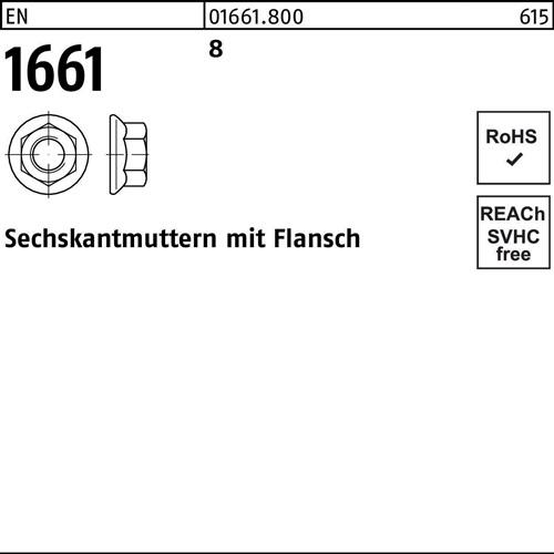 Sechskantmutter EN 1661 Flansch M16 8 50 Stück