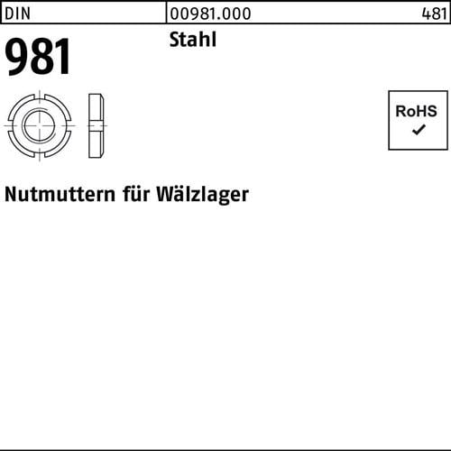 Nutmutter DIN 981 KM17 M 85x2 Stahl 5 Stück