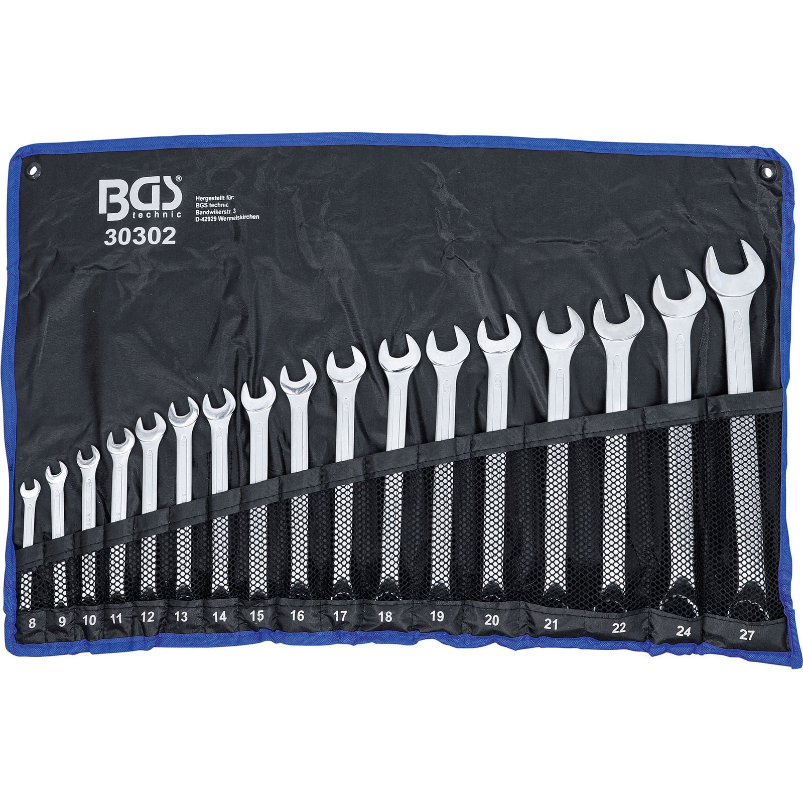 BGS Maul-Ringschlüssel-Satz gekröpft SW 8 - 27 mm 17tlg. - 30302