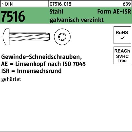 Gewindeschneidschraube DIN 7516 LIKO ISR AE M6x12-T30 Stahl galv.verz. 1000St.