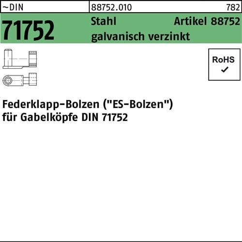 Federklappbolzen R 88752 ES 12x 24 Stahl galv.verz. 10 Stück