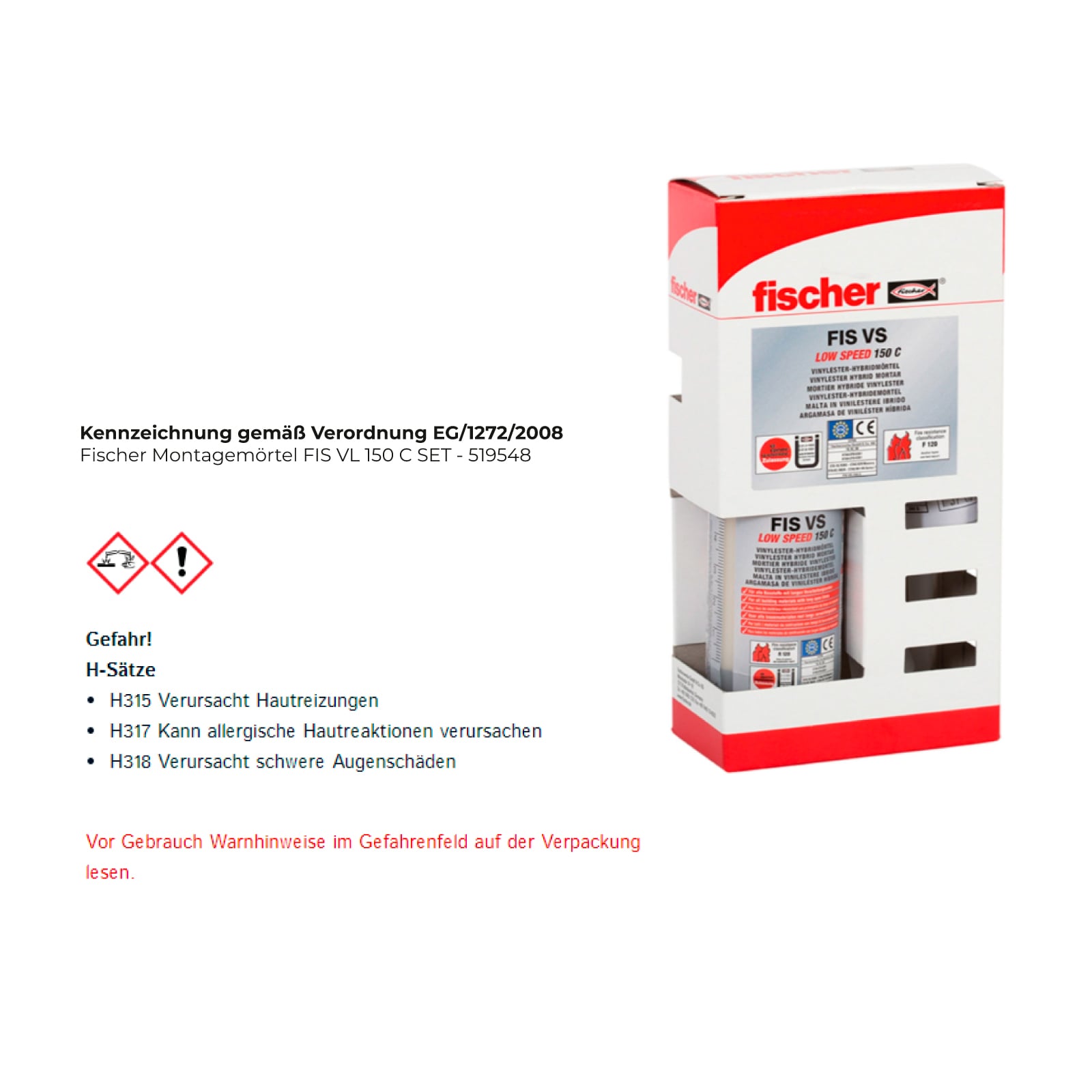 Fischer Montagemörtel FIS VL 150 C SET - 519548