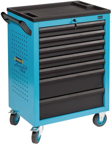 Hazet Wkz.wagen B781xT498xH1037mm 480 kg 7 Schubl.unbestückt Stahlbl - 178N-7