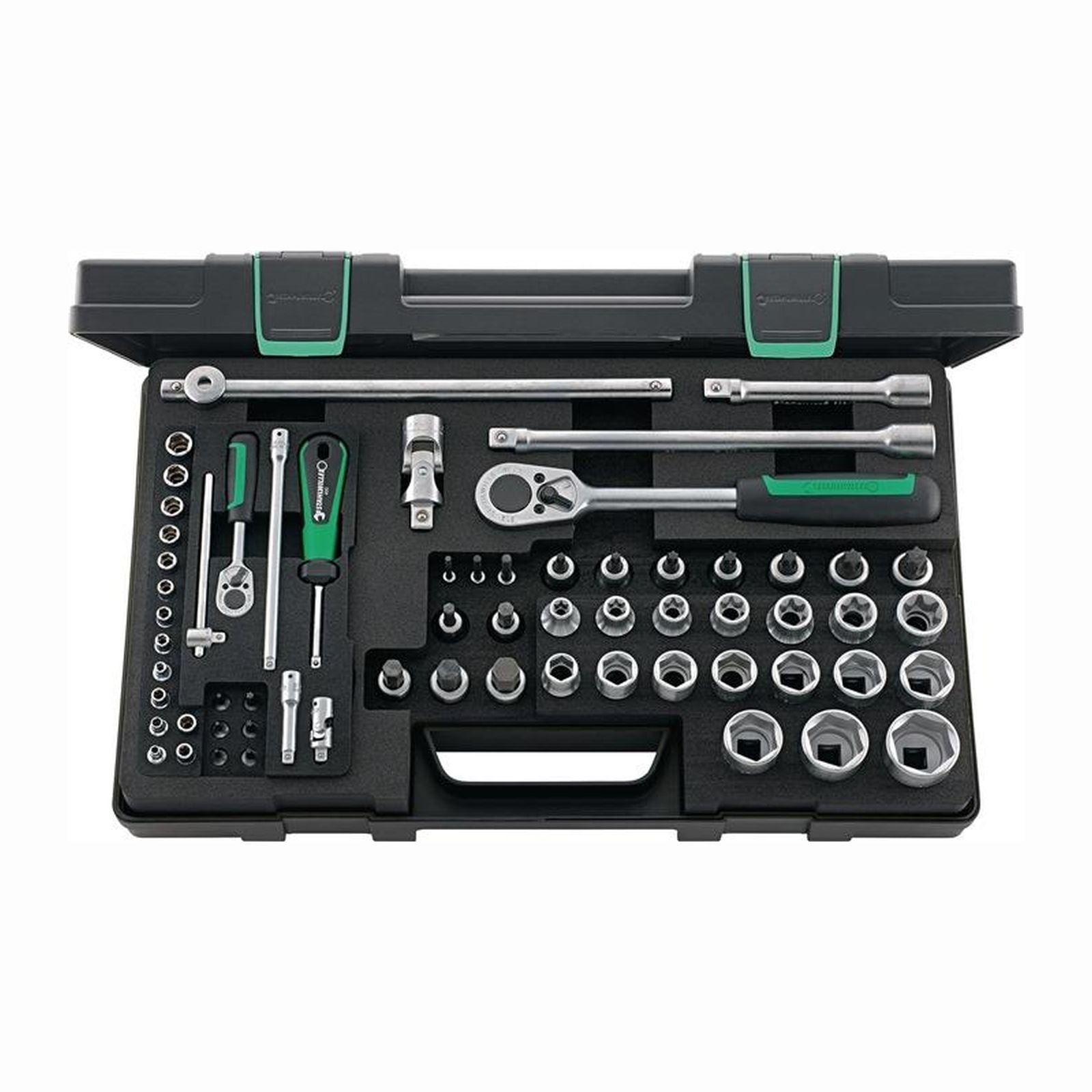 Stahlwille Steckschlüsselsatz 86TX 63tlg. 1/4 + 1/2″ SW 4-30 mm Anzahl Zähne 22/36 6-kant - 96013702