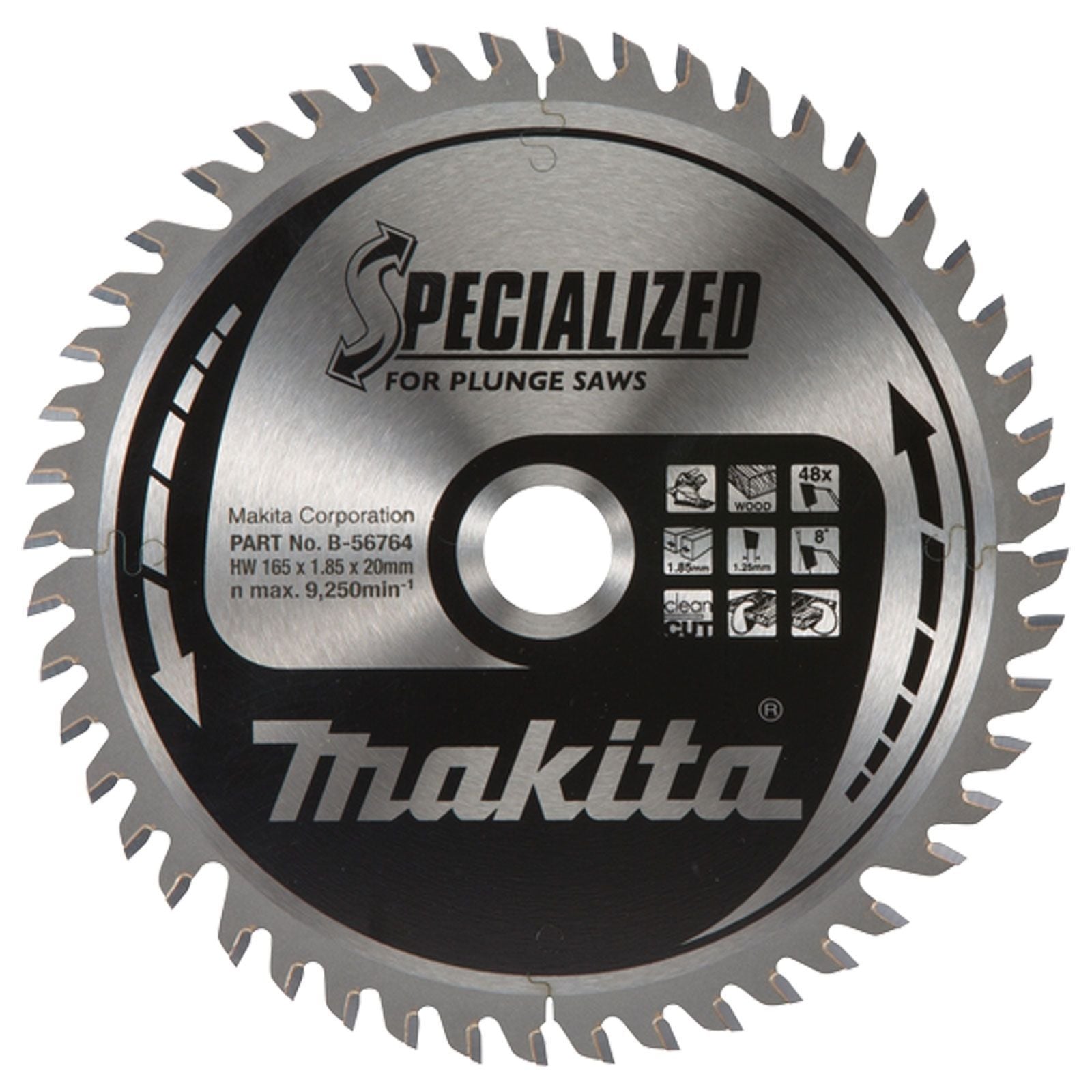 Makita SPECIALIZED Sägeblatt 165 x 20 x 48Z - B-56764 ersetzt B-33015