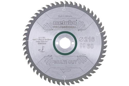 Kreissägeblatt multi cut professional HW/CT D216xB2,4x30mm 60Z. Flach-Trapezzahn