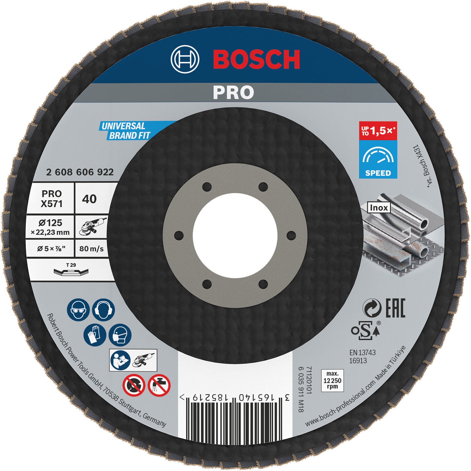 Bosch PRO X571 Fächerschleifscheibe 125 mm G40 - 2608606922