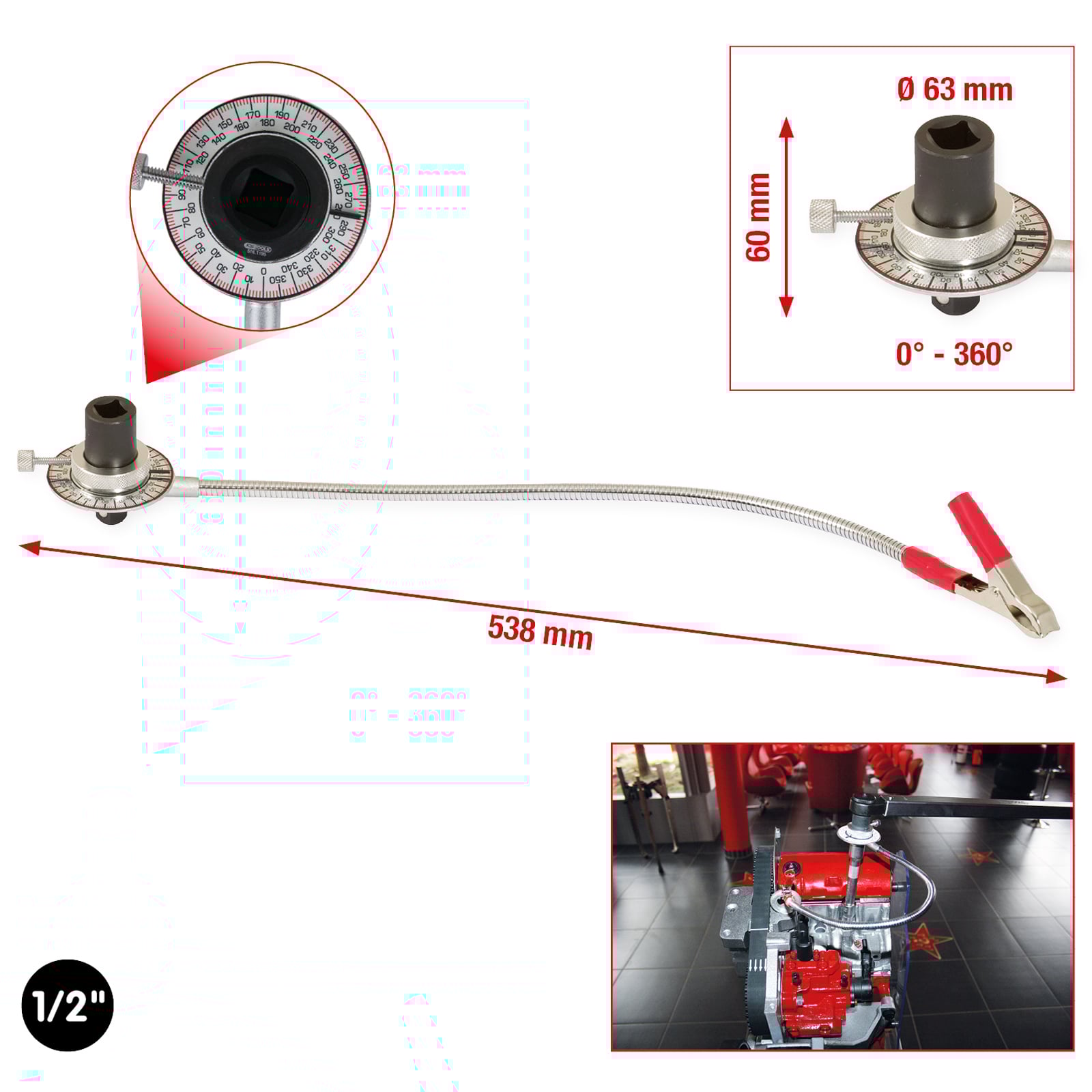 KS TOOLS 1/2" Drehwinkelmessscheibe Kralle - 516.1196