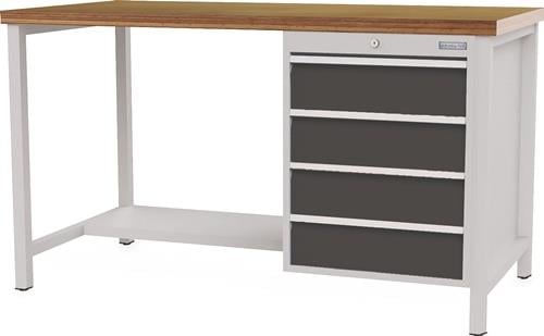 Werkbank grau lichtgrau B2000xH859xT750mm lichtgrau grau 4 Schubl.BEDRUNKA+HIRTH