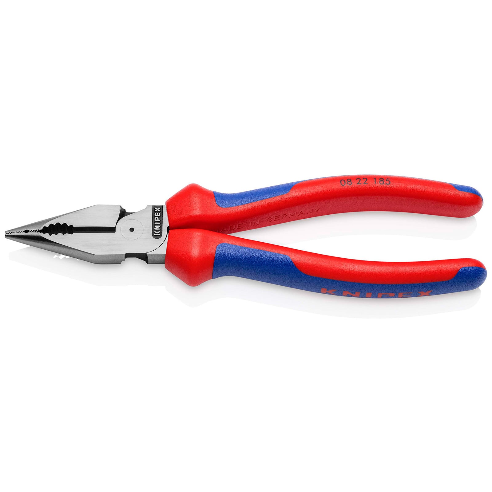 Knipex Spitz-Kombizange mit Mehrkomponenten-Hüllen schwarz atramentiert 185 mm - 0822185