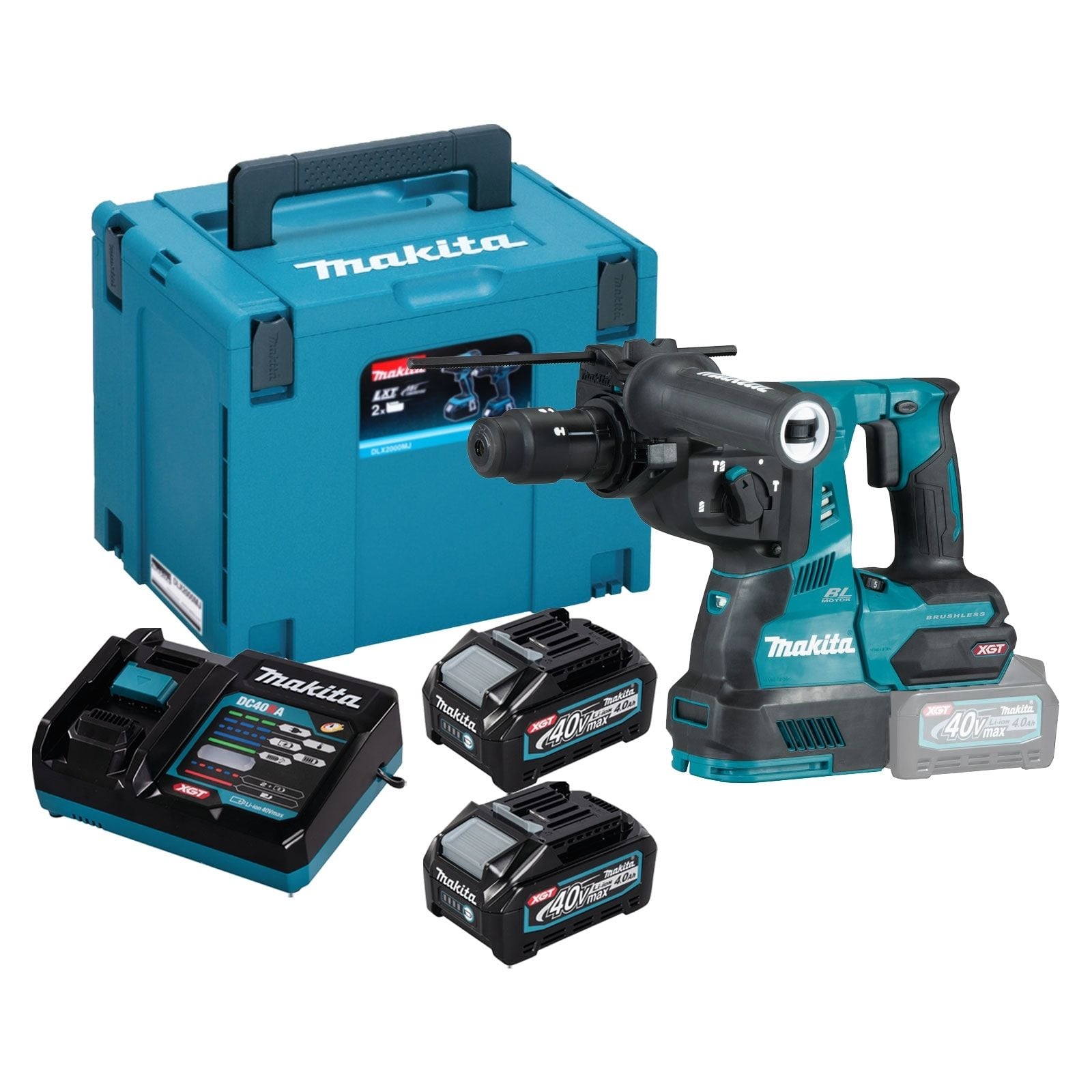Makita HR004GM201 Akku-Kombihammer 40V / 2x 4,0 Ah Akku + Ladegerät im Makpac