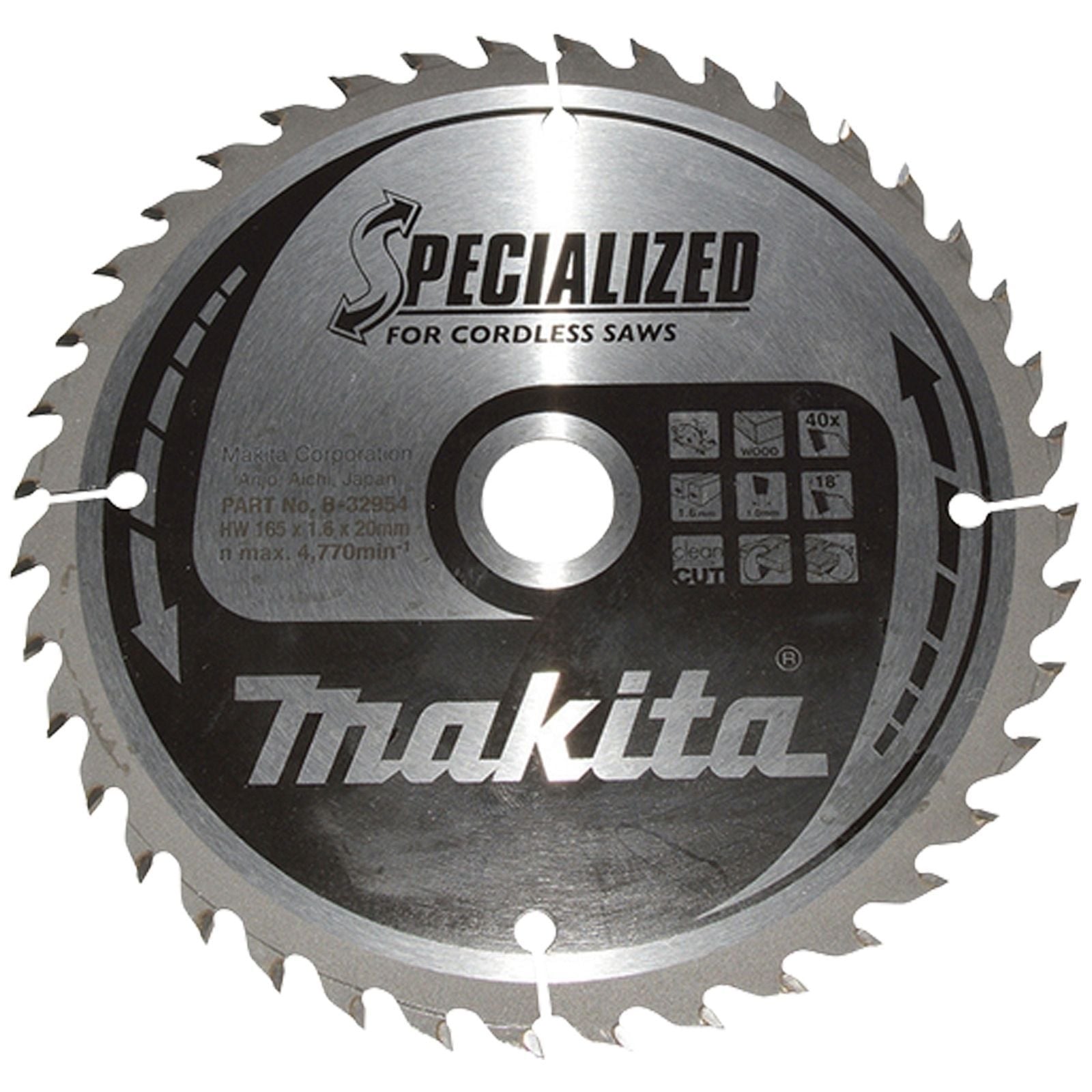 Makita SPECIALIZED Sägeblatt165x20x40Z - B-32954