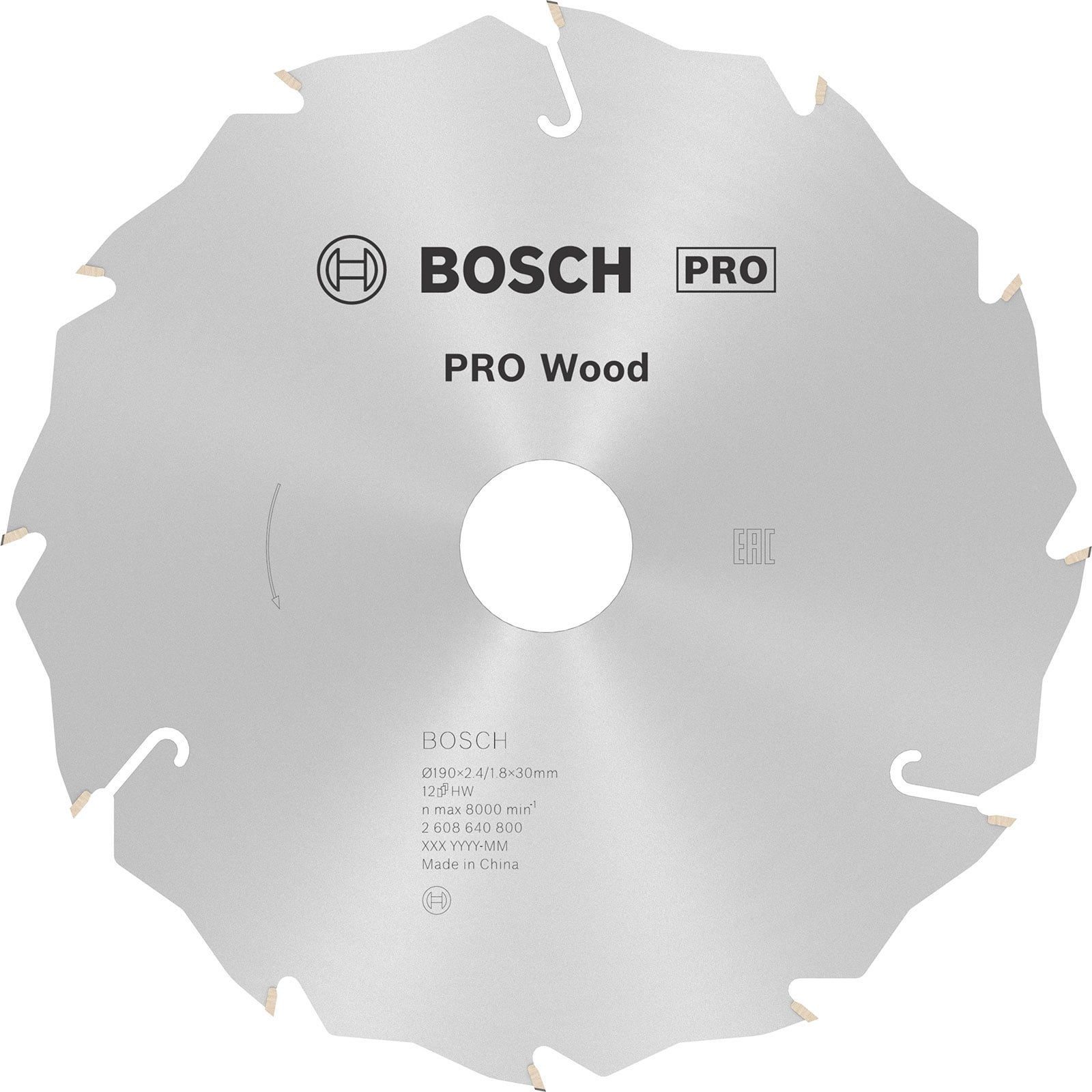 Bosch PRO Wood Kreissägeblatt 190 x 2,4 x 30 mm - 2608640800