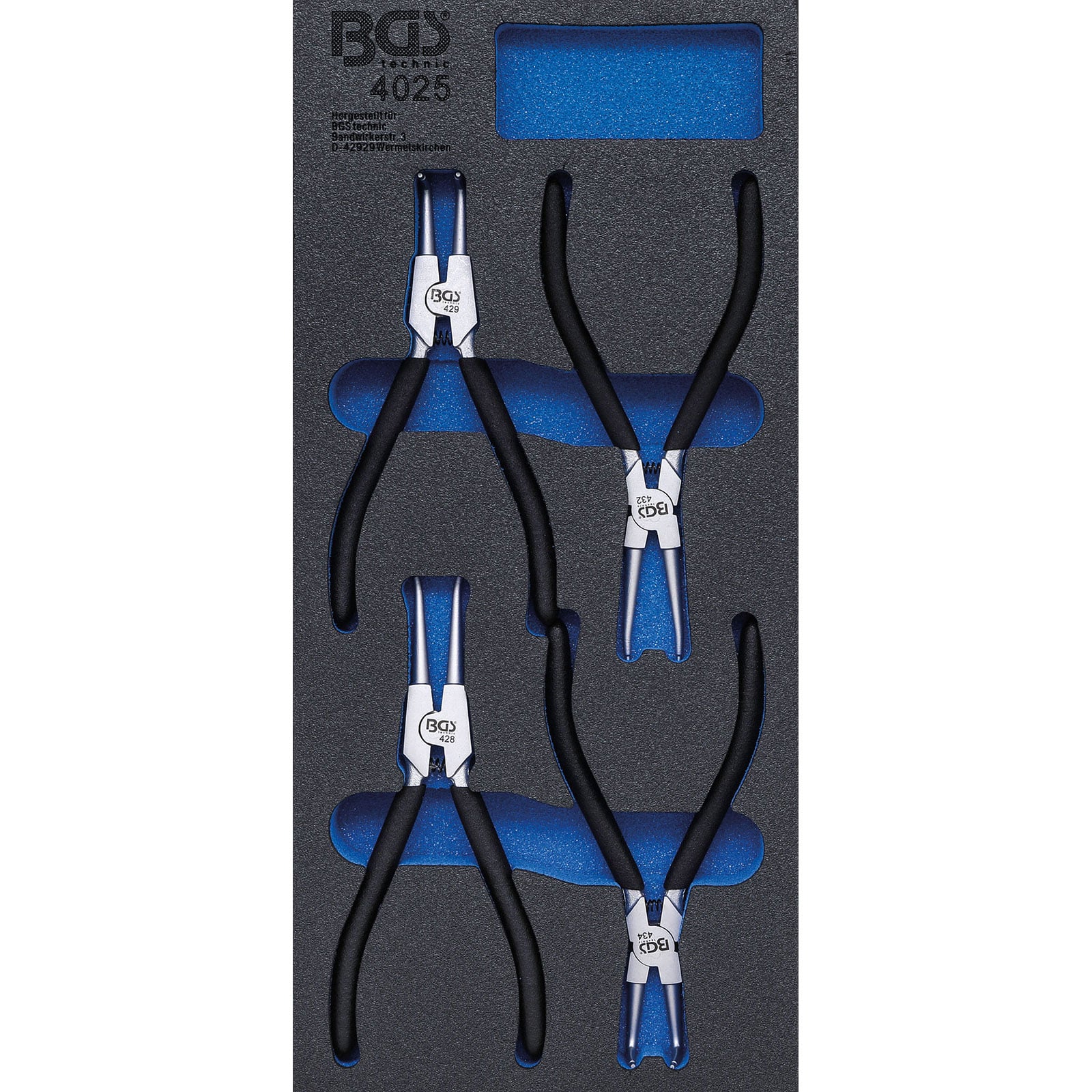 BGS Werkstattwageneinlage 1/3: Sprengringzangen-Satz 4tlg. - 4025