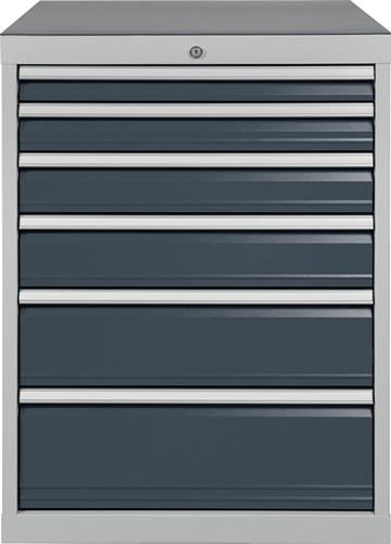 Schubladenschrank H1019xB705xT736mm lichtgrau/grau 6 Schubl.BEDRUNKA+HIRTH