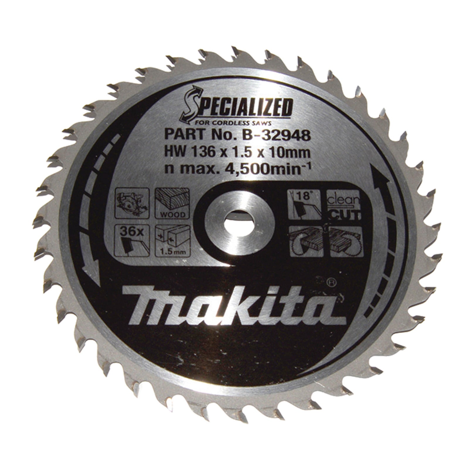Makita SPECIALIZED Sägeblatt 136x10x36Z - B-32948