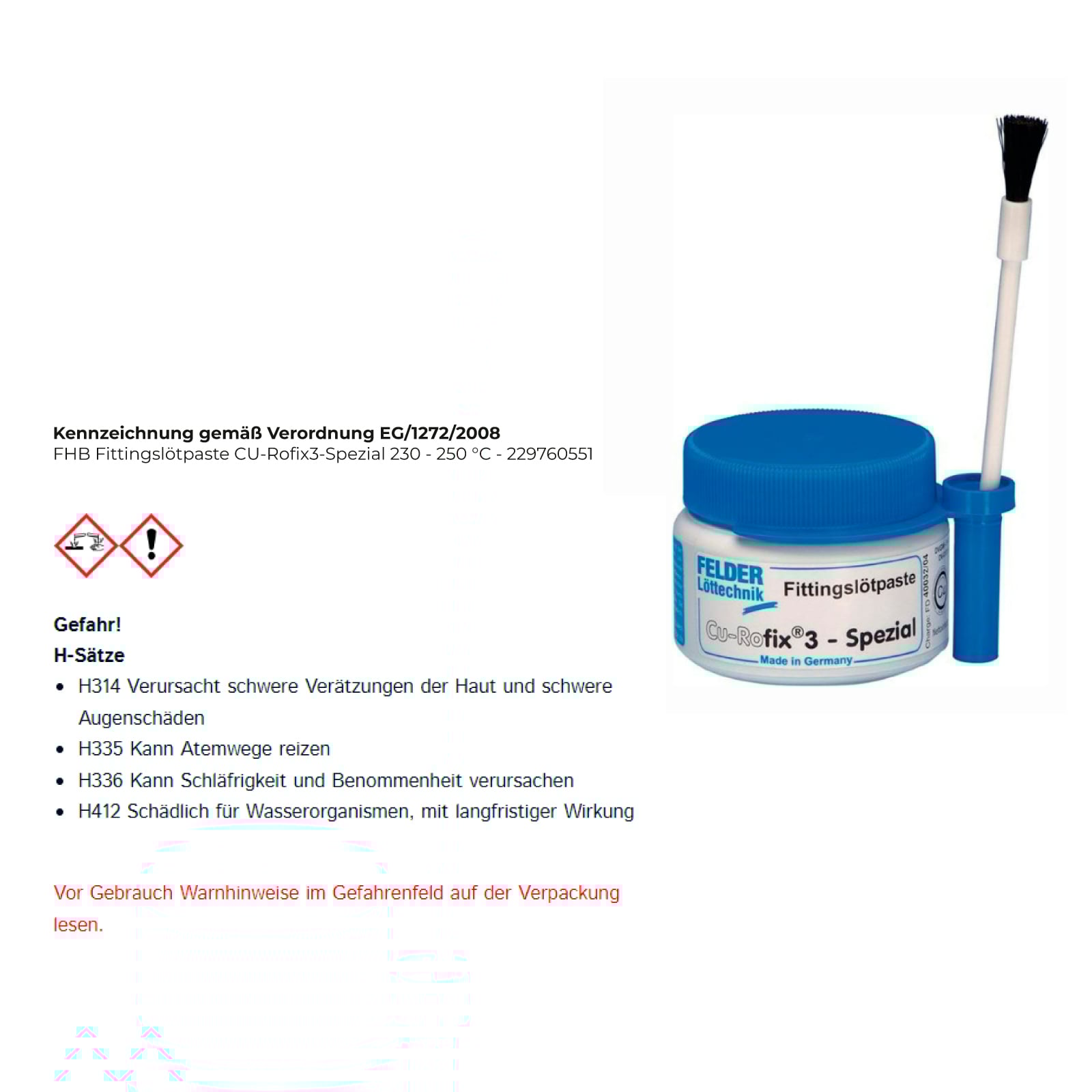 FHB Fittingslötpaste CU-Rofix3-Spezial 230 - 250 °C - 229760551