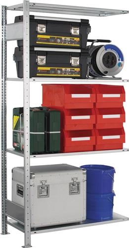 SCHULTE Steckregal H2000xB1.000xT500mm Anbaur.verz.1 Rahmen,4 Fbd.Trgf.150kg Feldl.300kg - 12755-4