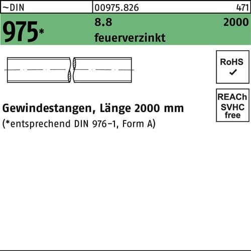 Gewindestange DIN 975 M24x 2000mm 8.8 feuerverz. 1 Stück