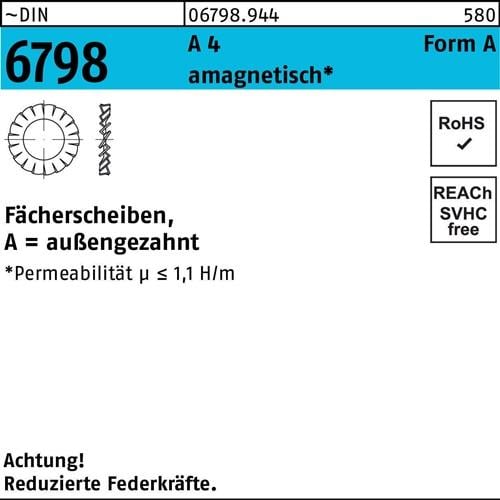 Fächerscheibe DIN 6798 FormA außengezahnt A 3,2 A 4 2000 Stück