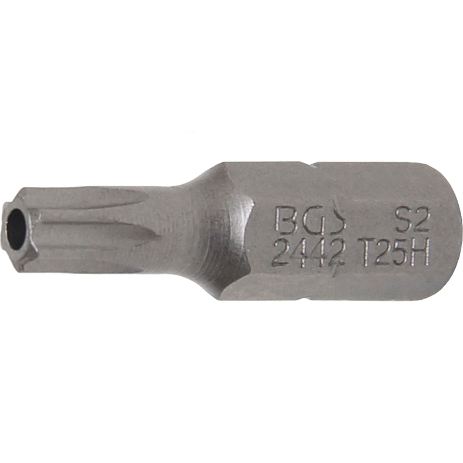 BGS Bit Länge 25 mm Antrieb Außensechskant 6,3 mm (1/4") T-Profil (für Torx) mit Bohrung T25 - 2442