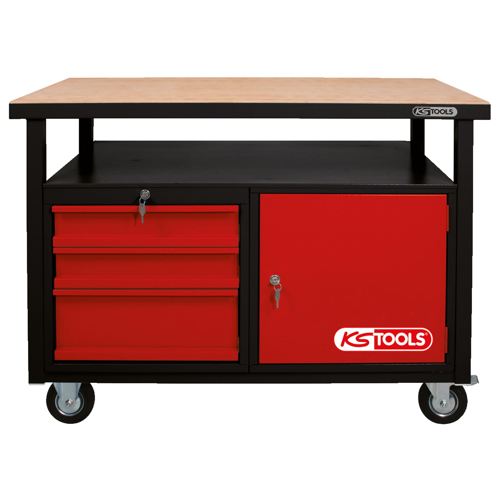 KS TOOLS Fahrbare Werkbank mit 3 Schubladen und 1 Tür - 865.0101