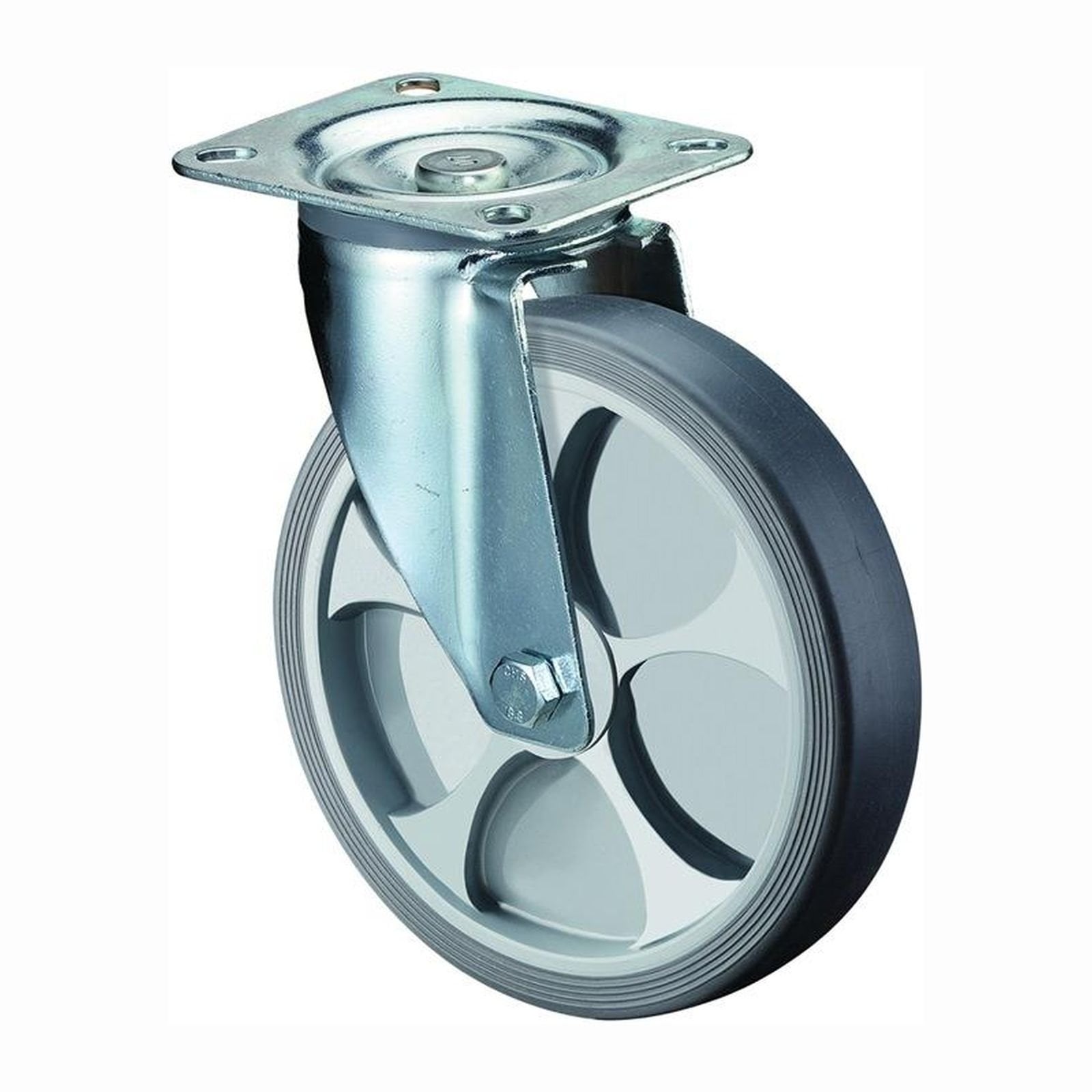 BS Rollen Lenkrolle mit Anschraubplatte thermoplastisches Gummi Rollenlager 80 mm 100 kg - L400.B44.081