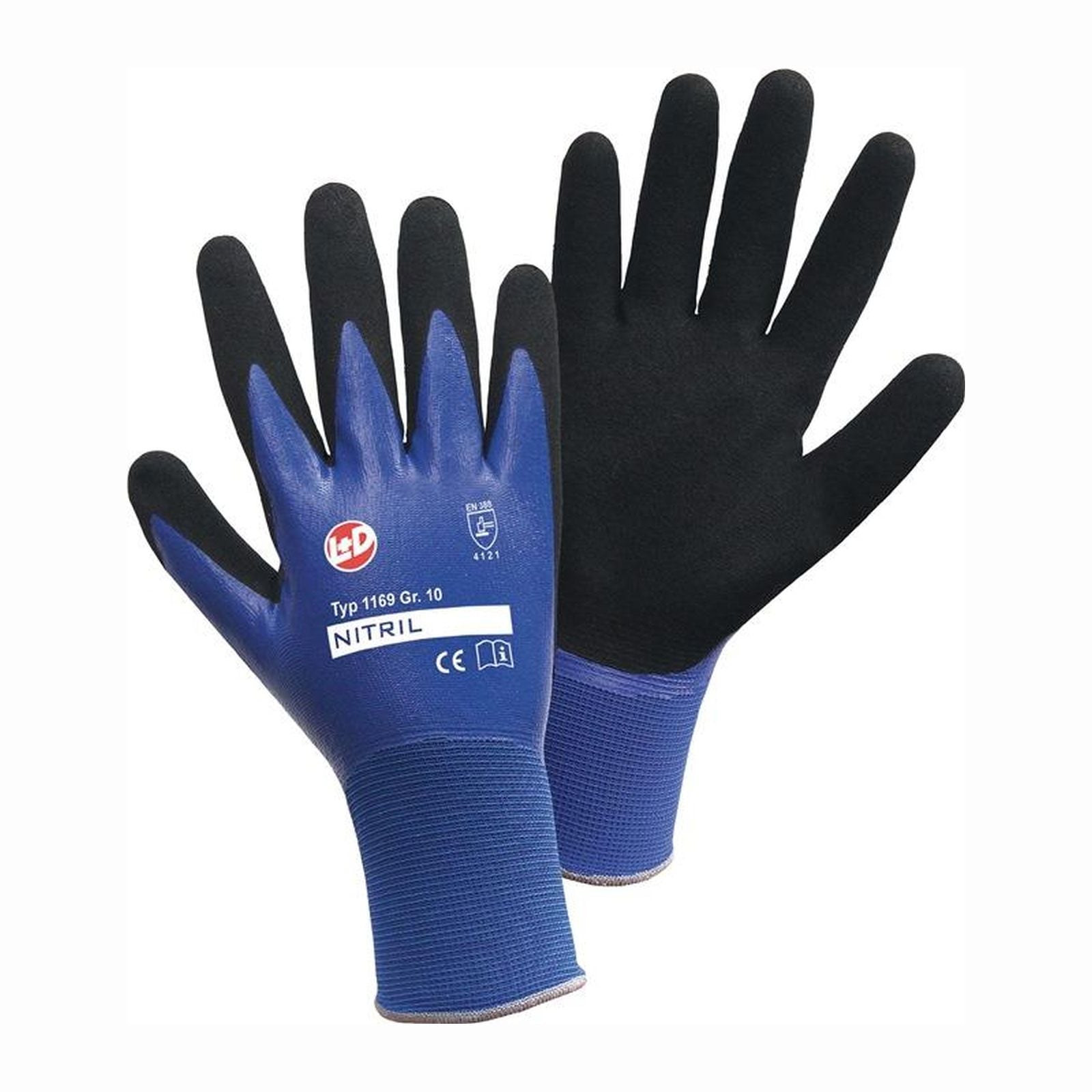 L+D Handschuhe Nitril Aqua blau / schwarz Gr. 8 - 1169-8