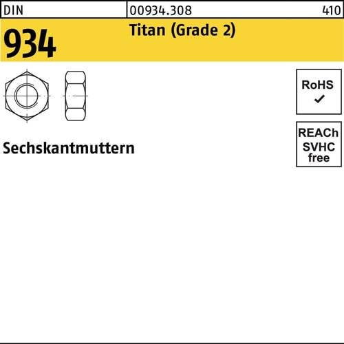 Sechskantmutter DIN 934 M6 Titan (Grade 2) 50 Stück