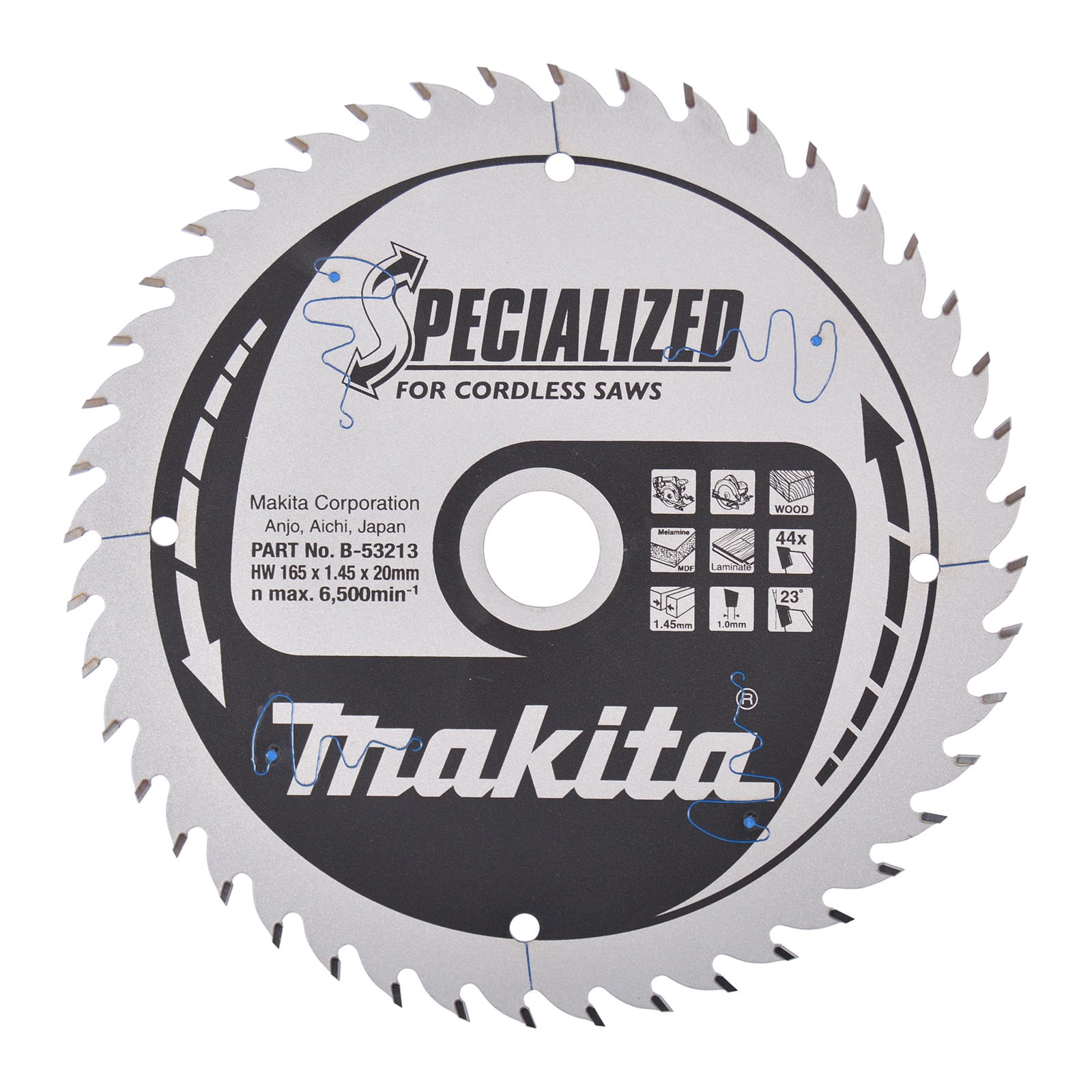 Makita SPECIALIZED Sägeblatt 165x20x44Z - B-53213