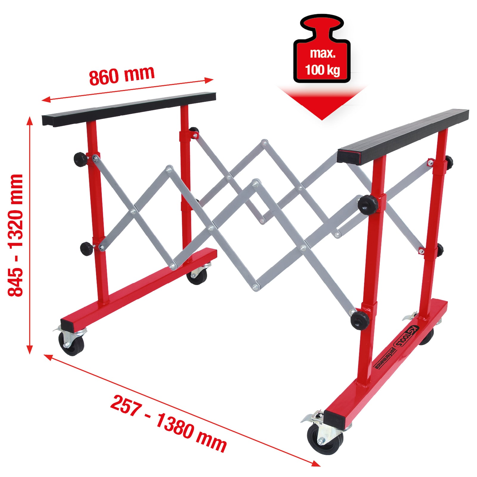 KS TOOLS Universal Teleskop-Mehrzweckwagen 257-1380 mm - 500.8100