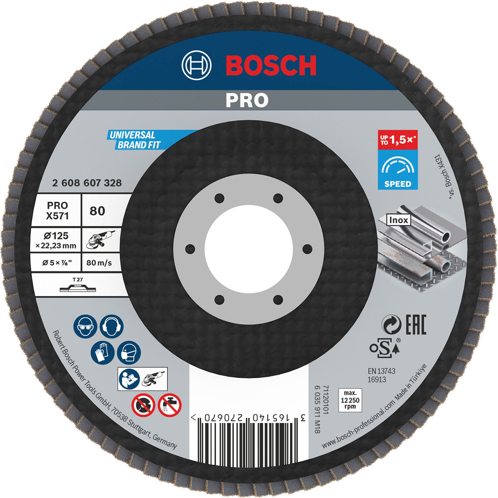 Bosch PRO X571 Fächerschleifscheibe 125 mm G80 - 2608607328