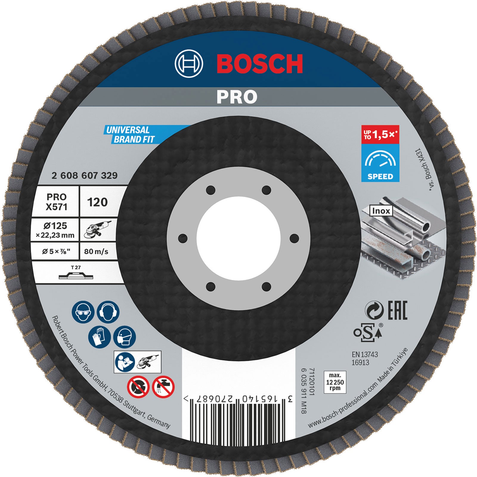 Bosch PRO X571 Fächerschleifscheibe 125 mm G120 - 2608607329
