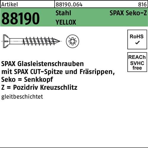 Glasleistenschraube R 88190 Seko PZ 3,5x40/23-Z2 Sta galv.verz. gelb 200St. SPAX