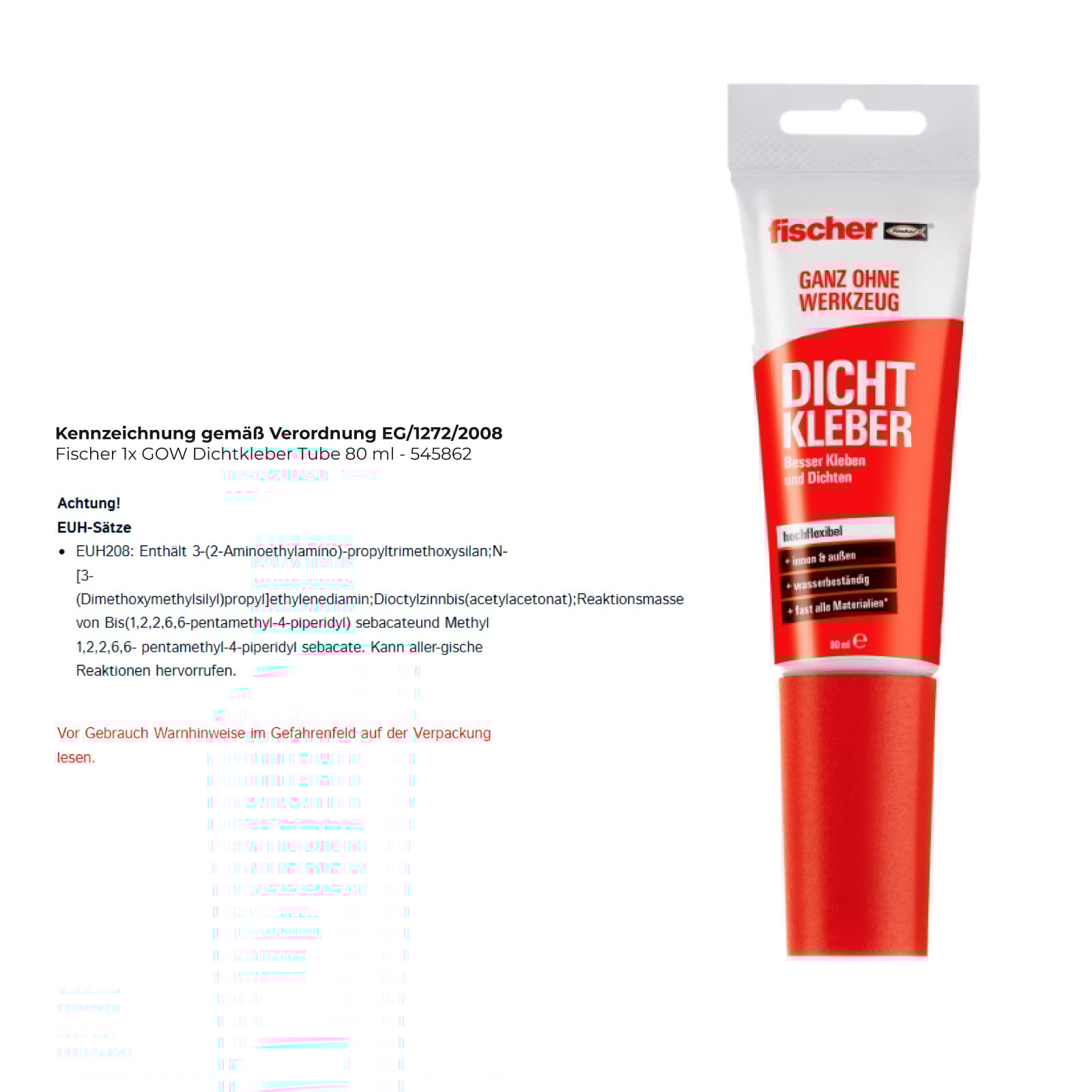 Fischer 1x GOW Dichtkleber Tube 80 ml - 545862
