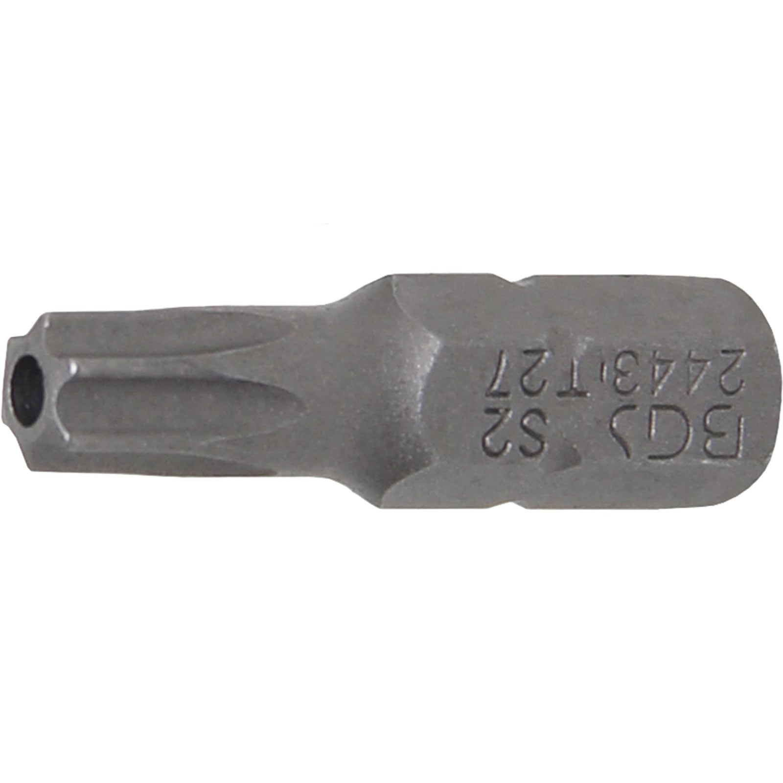 BGS Bit Länge 25 mm Antrieb Außensechskant 6,3 mm (1/4") T-Profil (für Torx) mit Bohrung T27 - 2443