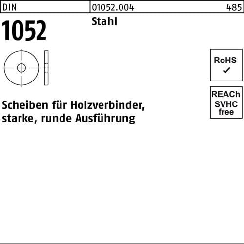 Unterlegscheibe DIN 1052 rund 18x 68x 6 Stahl 50 Stück