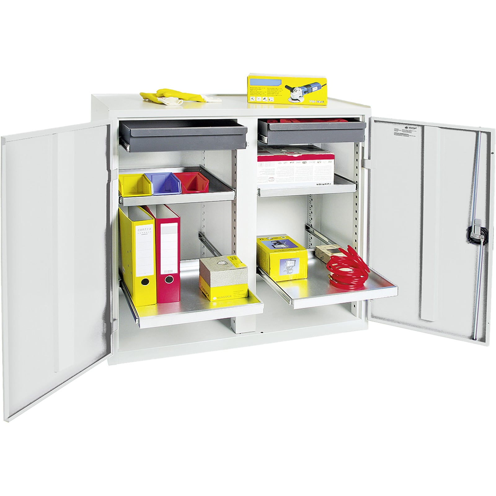 Stumpf Werkzeug- und Materialschrank Serie 3000 lichtgrau + 2 Schubladen 100 mm + 4 Auszugsboden - 3002207