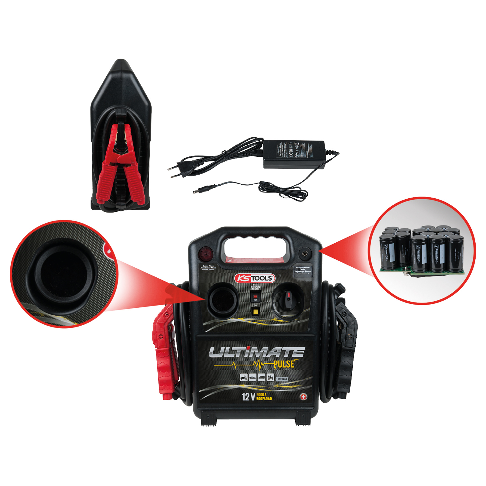 KS TOOLS 12 V Kondensator-Booster - mobiles Starthilfegerät 1800 A - 550.1840