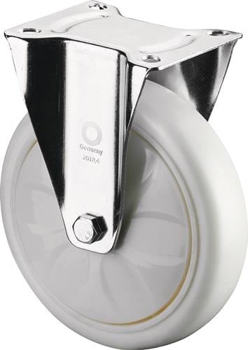 BS Rollen Bockrolle D.150mm Trgf.600kg Ku.Platte L138xB110mm Farbe Rl.weiß - N110.B15.153