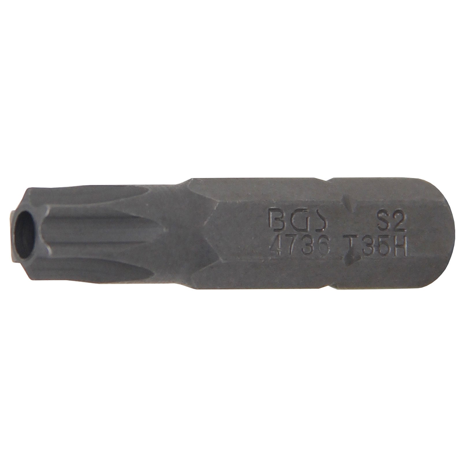 BGS Bit Antrieb Außensechskant 6,3 mm (1/4") T-Profil (für Torx) mit Bohrung T35 - 4736