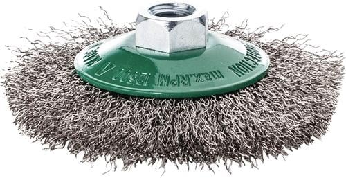 Kegelbürste D.100mm Drahtstärke 0,30mm VA gewellt 10mm 15000min-¹ 1 LESSMANN