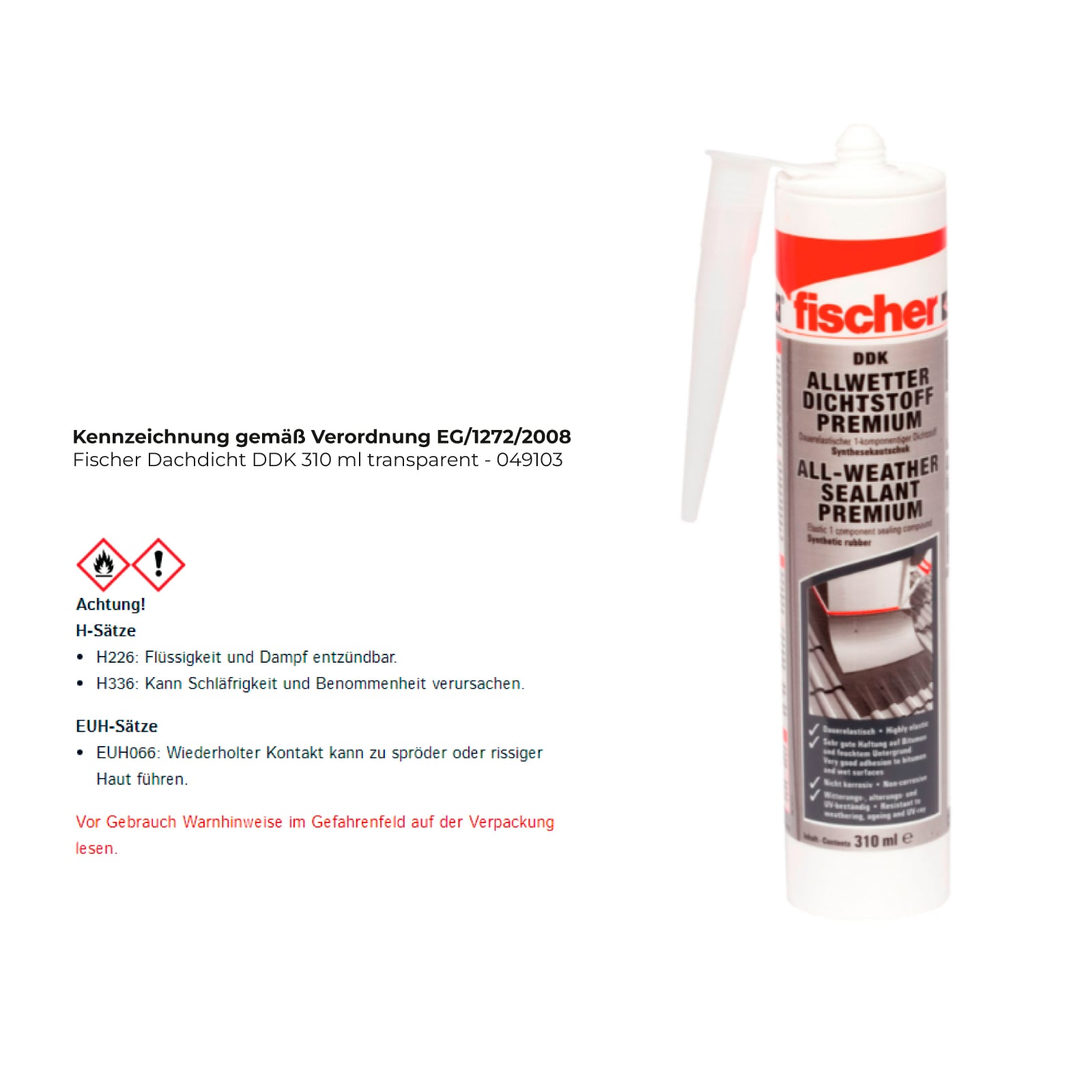Fischer Dachdicht DDK 310 ml transparent - 049103