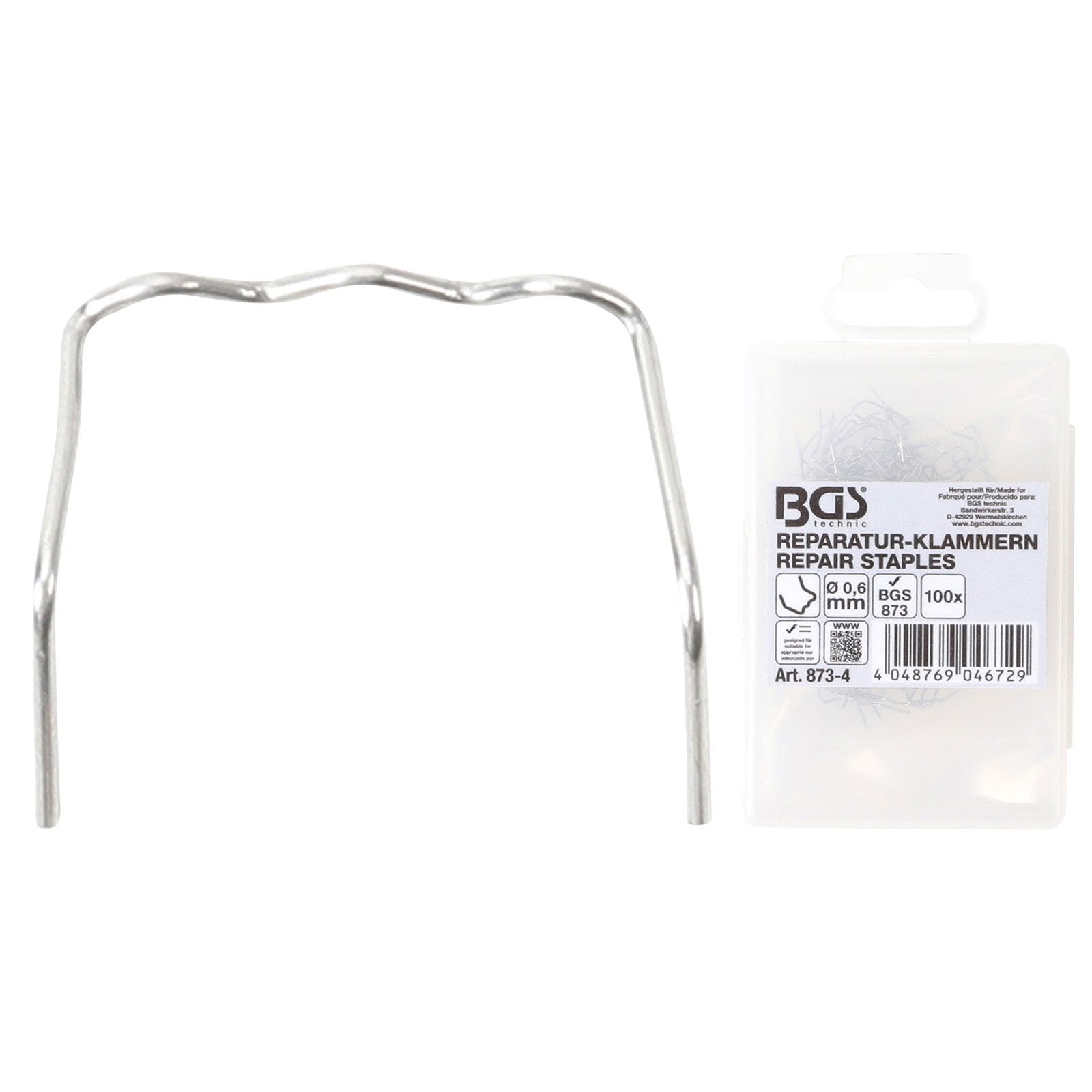 BGS Reparatur-Klammern L-Form Ø 0,6 mm 100tlg. - 873-4