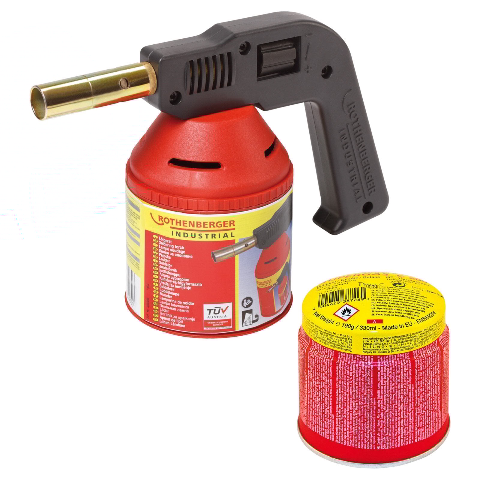 ROTHENBERGER Industrial RoFlame Premium Lötlampe 1.750 °C inkl. 1x C200 Kartusche 330 ml mit ILL System - 1500004629