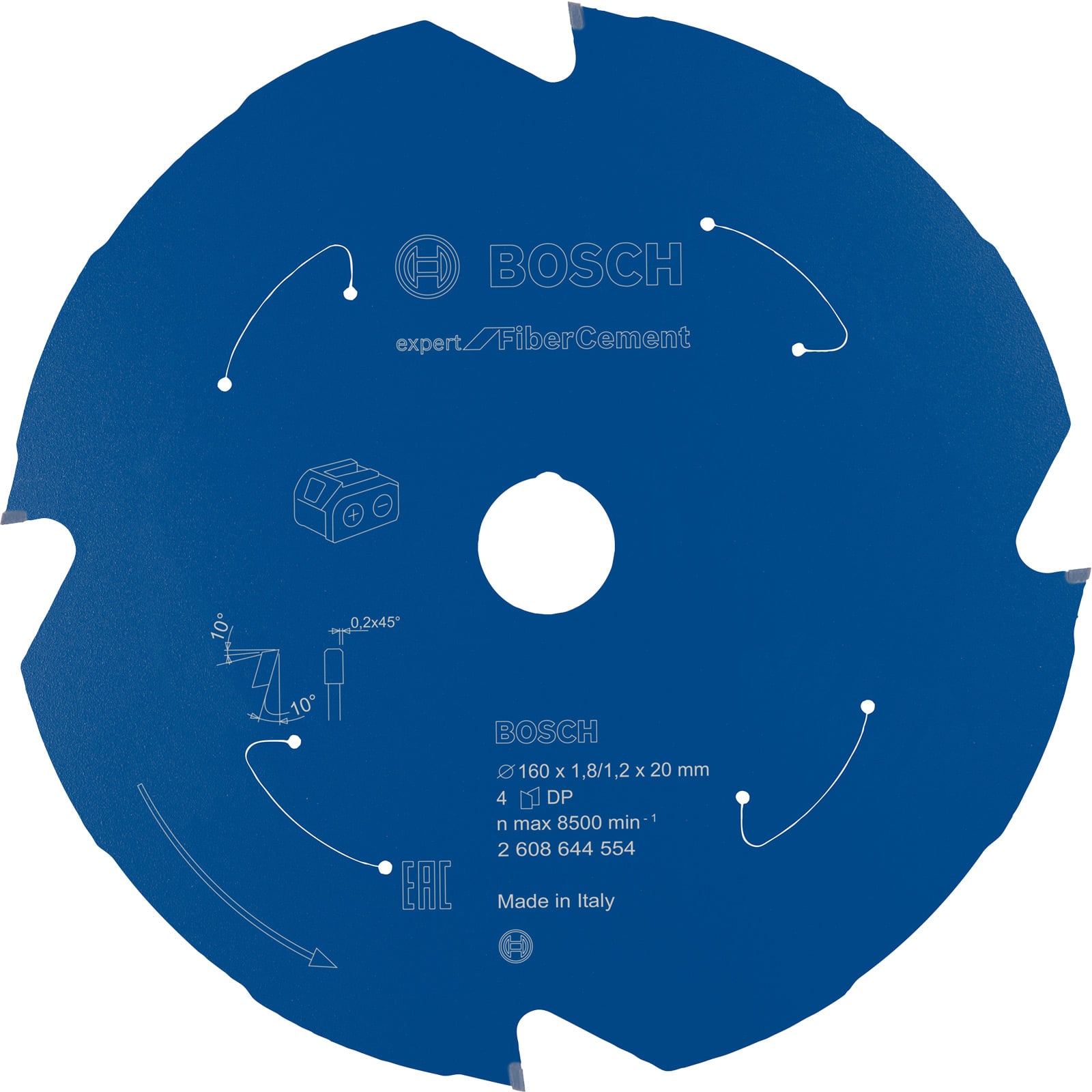 Bosch Kreissägeblatt Expert for Fibre Cement für Akku-Handkreissägen 160 x 1,8 / 1,2 x 20 4 Zähne - 2608644554