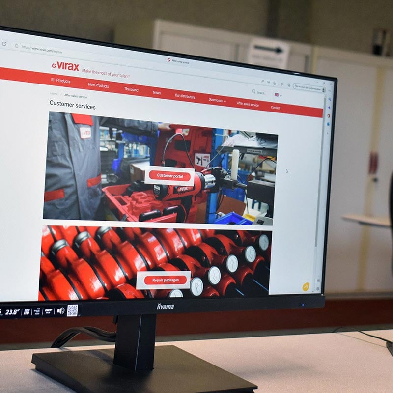 Virax Internetseite – Kundendienstportal und Produktauswahl