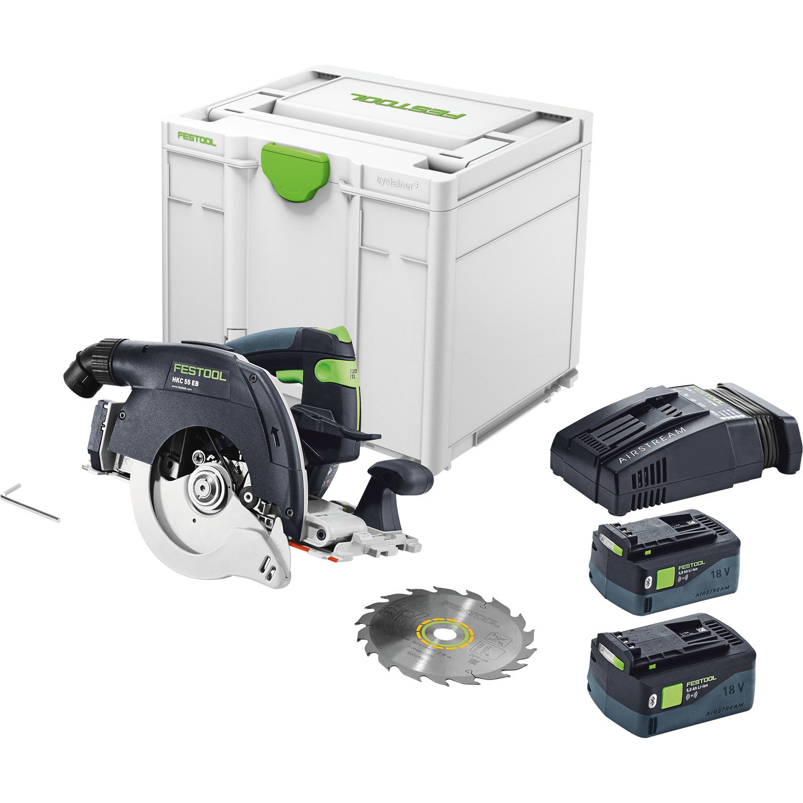 Festool Akku-Handkreissäge HKC 55 5,0 EBI-Plus-SCA Ø 160 mm / 2x 5,0 Ah + Ladegerät im Systainer - 577678 Festool Akku-Handkreissäge HKC 55 5,0 EBI-Plus-SCA Ø 160 mm / 2x 5,0 Ah + Ladegerät im Systainer - 577678