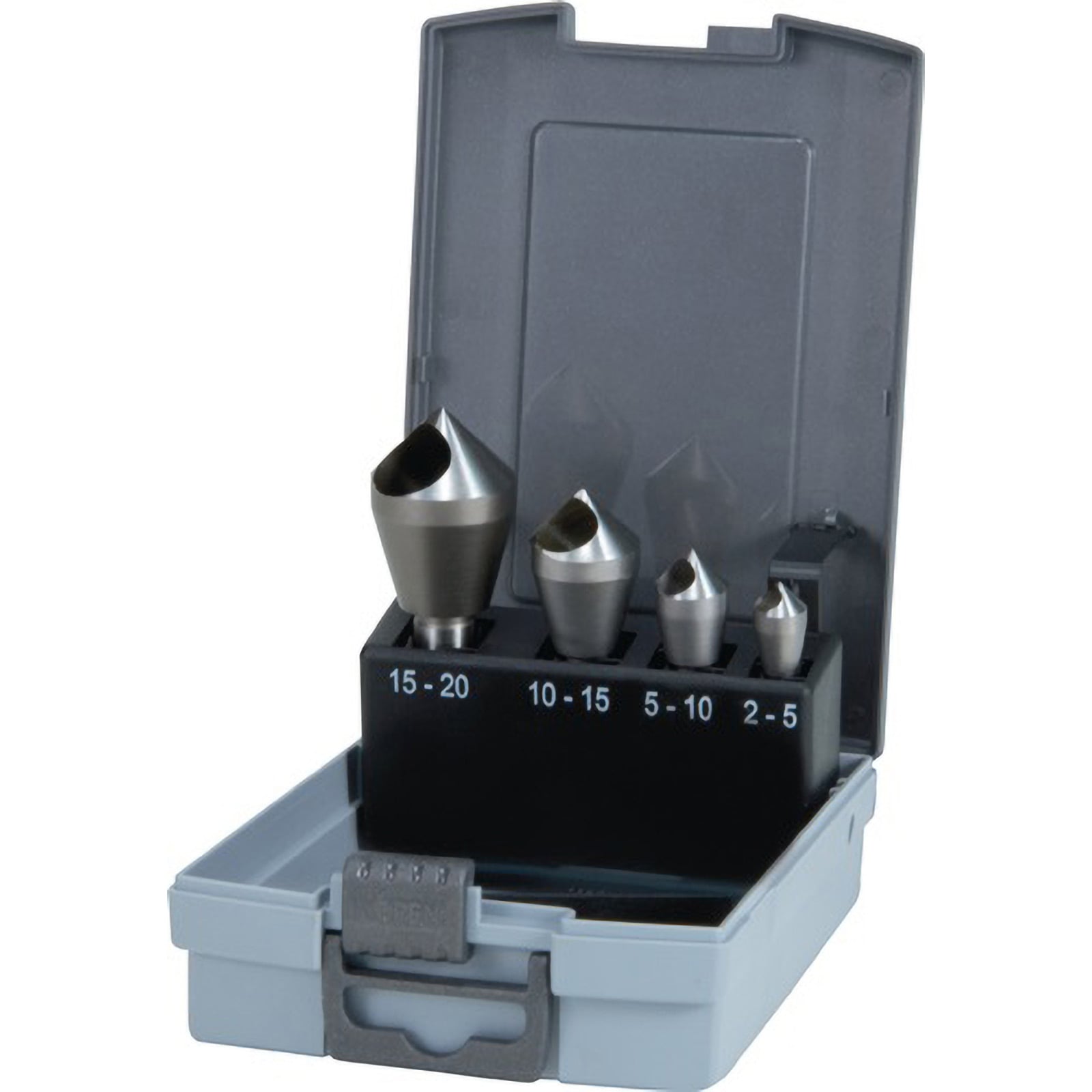 RUKO Kegel- und Entgratsenker-Satz mit Querloch 4tlg. HSS in Kunststoffkassette - 102312RO