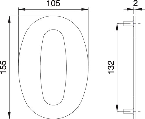 edi Hausnummer Ziffer 0 VA ma 150mm B.105mm - 2500/0000/00